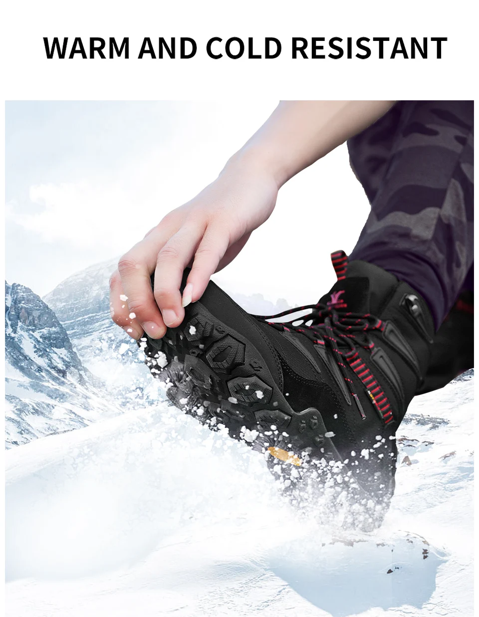 XIANG GUAN Man Hiking Shoes Men Waterproof Plush Warm High Top Climbing Mountain Tactical Boots Outdoor Sports Trekking Sneakers