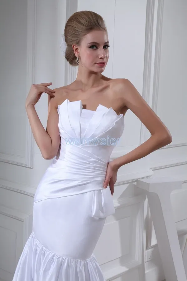 free shipping new design fashion brides bow long custom scalloped white/ivory cheap mermaid wedding dress 2016 bridal gown | Свадьбы и