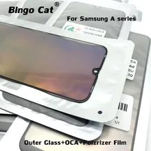 2pc Original Outer Glass +OCA +Polarizer Film For Samsung A50 A51 A31 A71 A70 A30S A20 A41 LCD Touch Screen Mobile Phone Parts