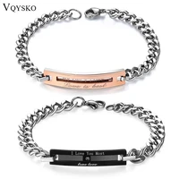 stainless steel couple bracelets for men and women wholesale loves rose goldblack bracelet with shiny cz crystal one pcs