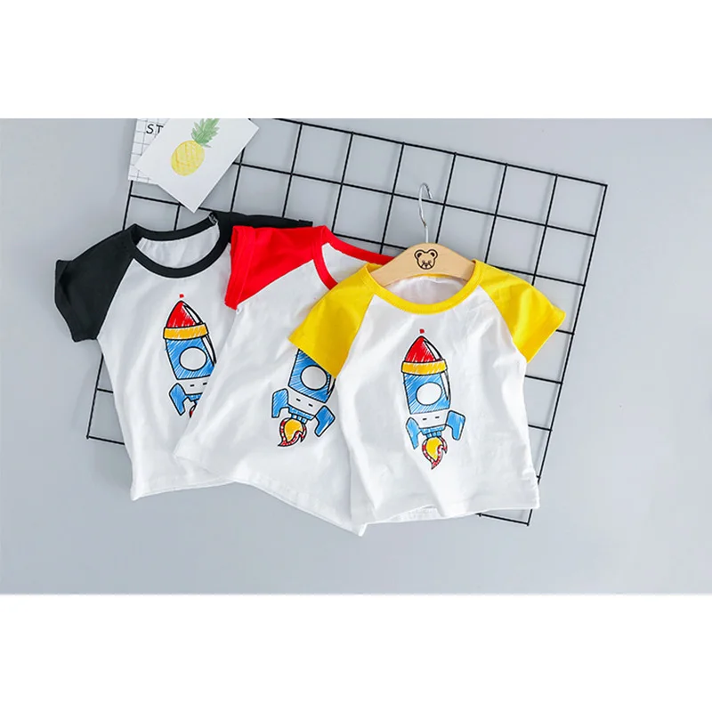 Комплекты одежды для маленьких мальчиков милая летняя футболка с изображением