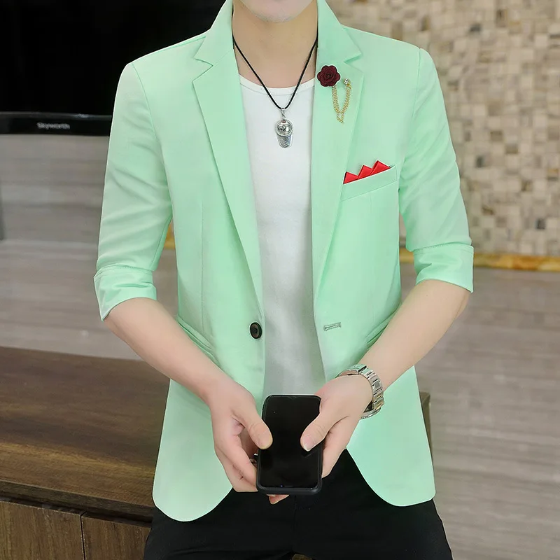 

2022 Men's Summer Mid-Sleeve blazer Youth Slim Fit Handsome Casual Thin blazers