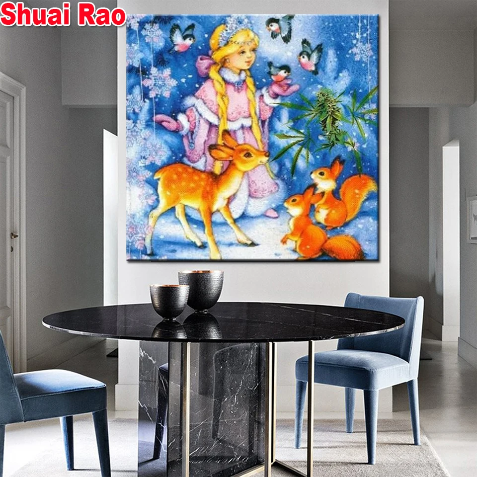 

Full square round 5d diy diamond painting animals Diamond embroidery Cross Stitch mosaic diamond snow girl,Christmas gift,tools,