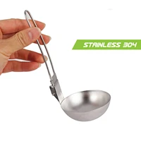 stainless steel soup ladle slotted spoon with folding portable handle super light hot pot soup spoon for camping hiking