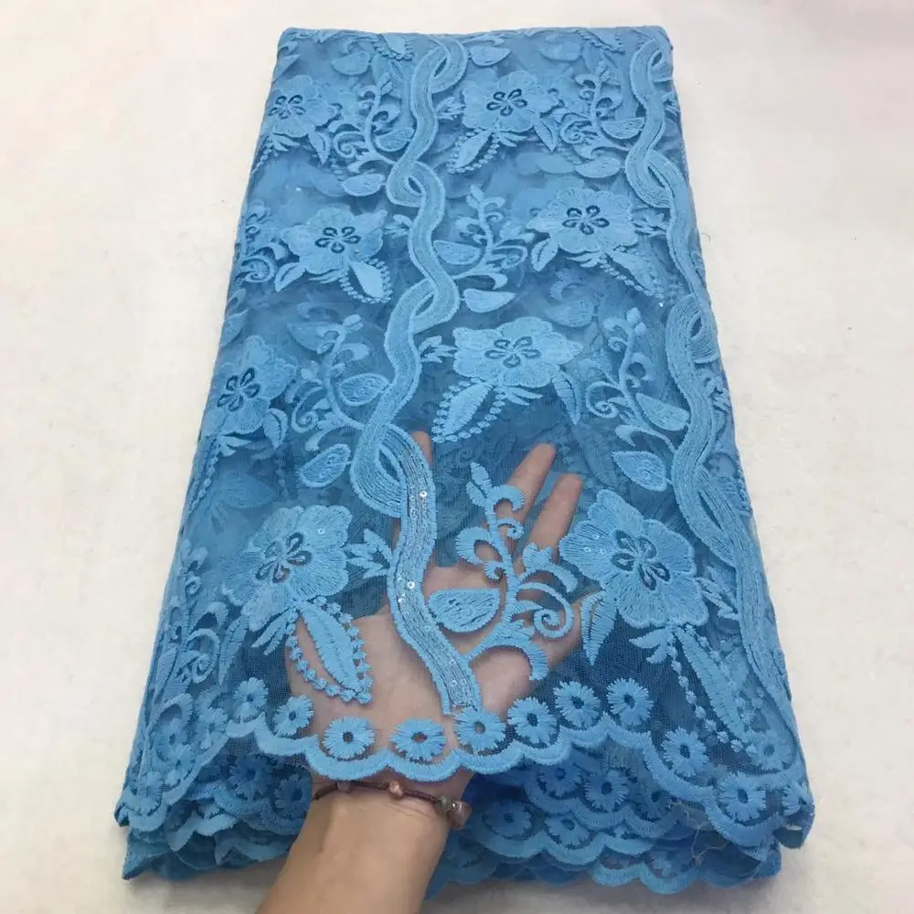 

Madison African Lace Fabric High Quality French Tulle Mesh Lace Fabric with Sequins Embroidery Nigerian Net Lace for Wedding