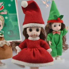 Christmas Clothes For Doll Bjd OB11 16cm Dolls Dress Up Clothes Christmas Costumes Gifts For Girls Children Kids Play House Toys