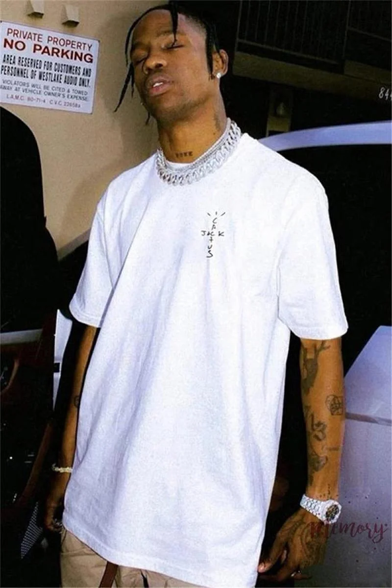 

Футболка 21SS С КАКТУСОМ и Джеком, 100% хлопок, свободного кроя, уличная одежда, футболки в стиле хип-хоп для скейтборда