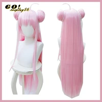 anime happy sugar life satou matsuzaka long straight hair buns pink wig halloween cosplay