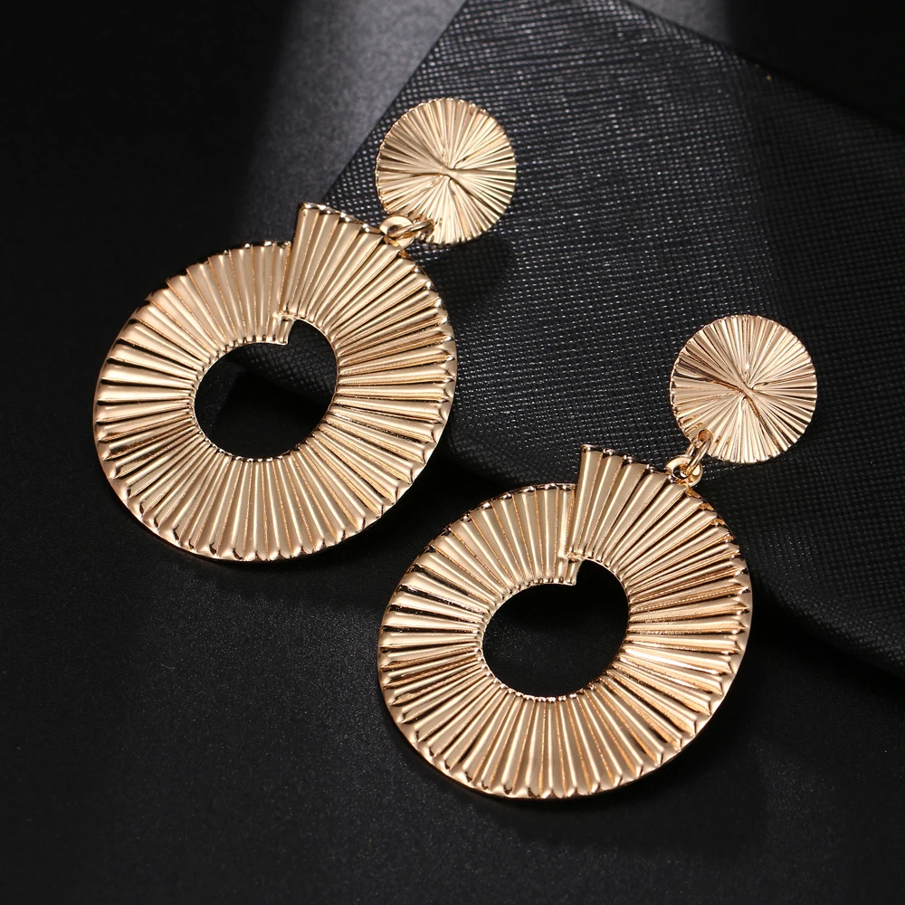 Серьги-подвески золотые геометрической формы для женщин новый дизайн круглые