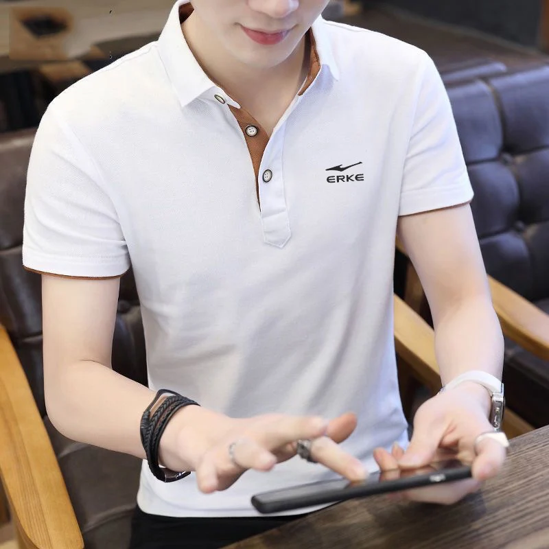 

China Hongxing Erke short sleeve t-shirt men's t-lapel breathable 2021 summer new pure cotton casual Polo special price