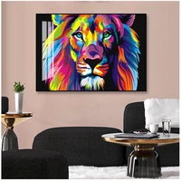 wall paintings cuadros pictures for living room decor watercolor lion pop art posters and prints abstract animals canvas art