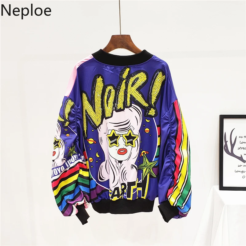 Neploe Корейская куртка Летучая мышь с круглым вырезом женские короткие свободные