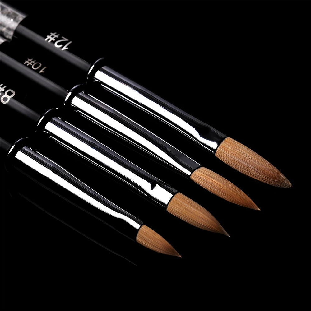 Щетка для ногтей колонковый волос Стразы с алмазными металлическими ручка