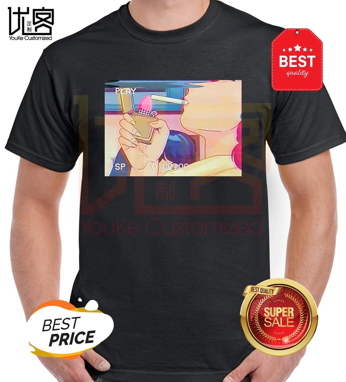 Крутая футболка для курения сигареты грустной девушки японская Мужская с