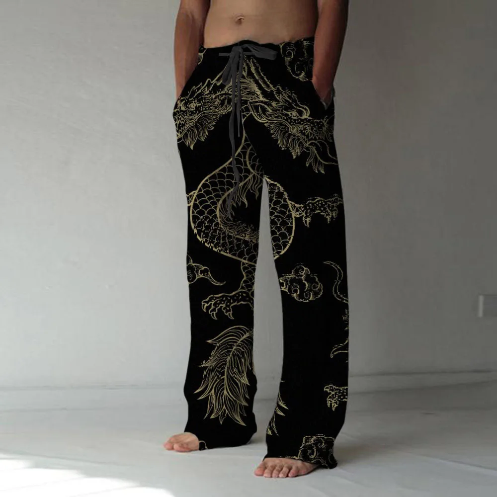 

Men's Casual Pants Fashion Printing Loose Straight Leg Pants Elastic Band Sports Trousers Plus Size For Male 2021 Autumn New