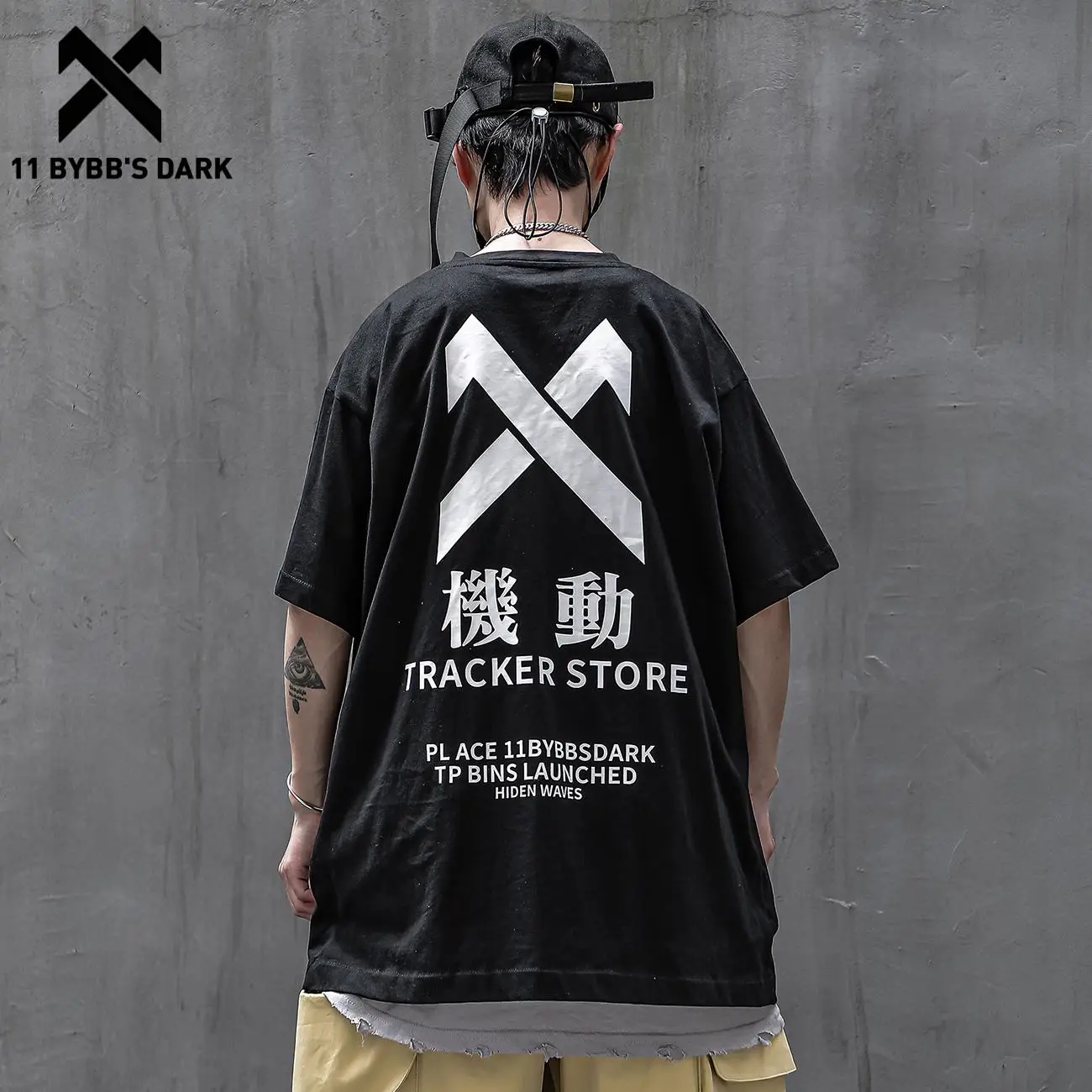 

11 Bybb's Dark 2021SS Tactical X Print Harajuku Tshirts Summer Hip Hop T-Shirt Men Streetwear Cotton Loose Short Sleeve Shirts