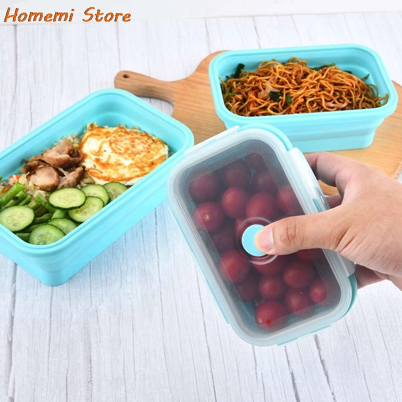 

Silicone Collapsible Lunch Box Food Storage Container Microwavable Portable Picnic Camping Outdoor Food Storge box