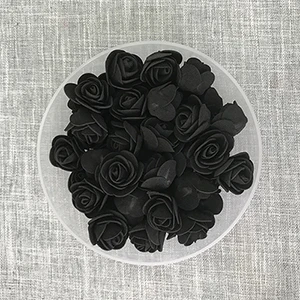 Черный 100 шт 3,5 см ПЭ Мини Искусственные цветы для дома свадебный Декор Аксессуары Поддельные Фома Скрапбукинг розы медведи декоративный цветок - Цвет: Черный