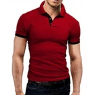 Рубашка мужская с отложным воротником, приталенная Повседневная дышащая деловая, с коротким рукавом, однотонная, для фитнеса, лето 2021