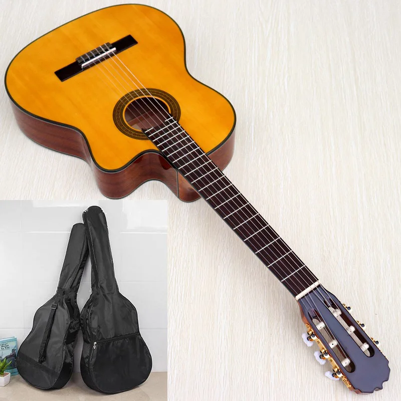 guitar bag no EQ Хорошее качество желтый цвет 39 дюймов классическая гитара фламенко Классическая гитара, электрическая гитара фламенко с эквалайзером с бесплатной сумкой - Цвет: guitar bag no EQ