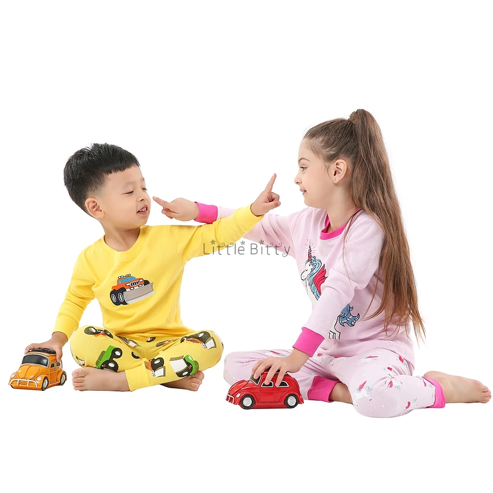 Пижамный комплект для мальчиков и девочек одежда сна с единорогом Пижама детей 2 8