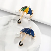 colorful color enamel umbrella brooches womens beautiful imitation pearls umbrella party banquet weddings brooches