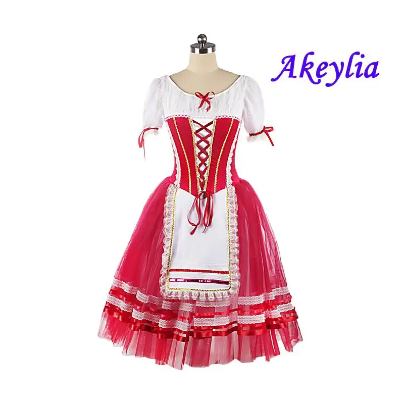 Giselle Ballet Dress romantic YAGP Professional red Giselle Ballet Costume Napoli Competition Ballet skirt yellow 5 layers 156C