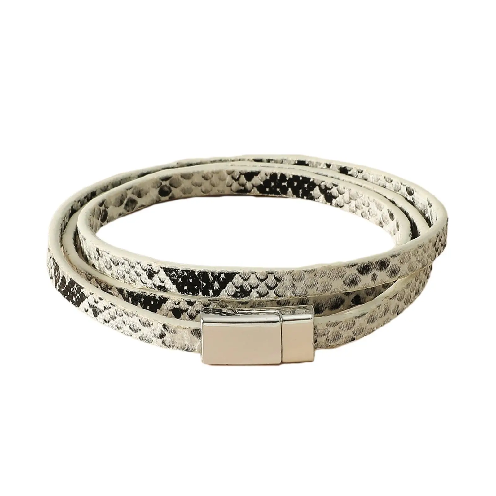 Женский топ многослойная под змеиную кожу браслет из искусственной кожи Модные