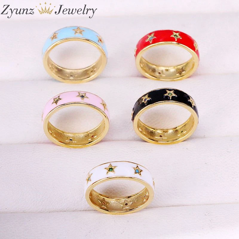 Кольцо Любовь навеки с эмалью и звездами 10 шт. кольцо золотого цвета ювелирные