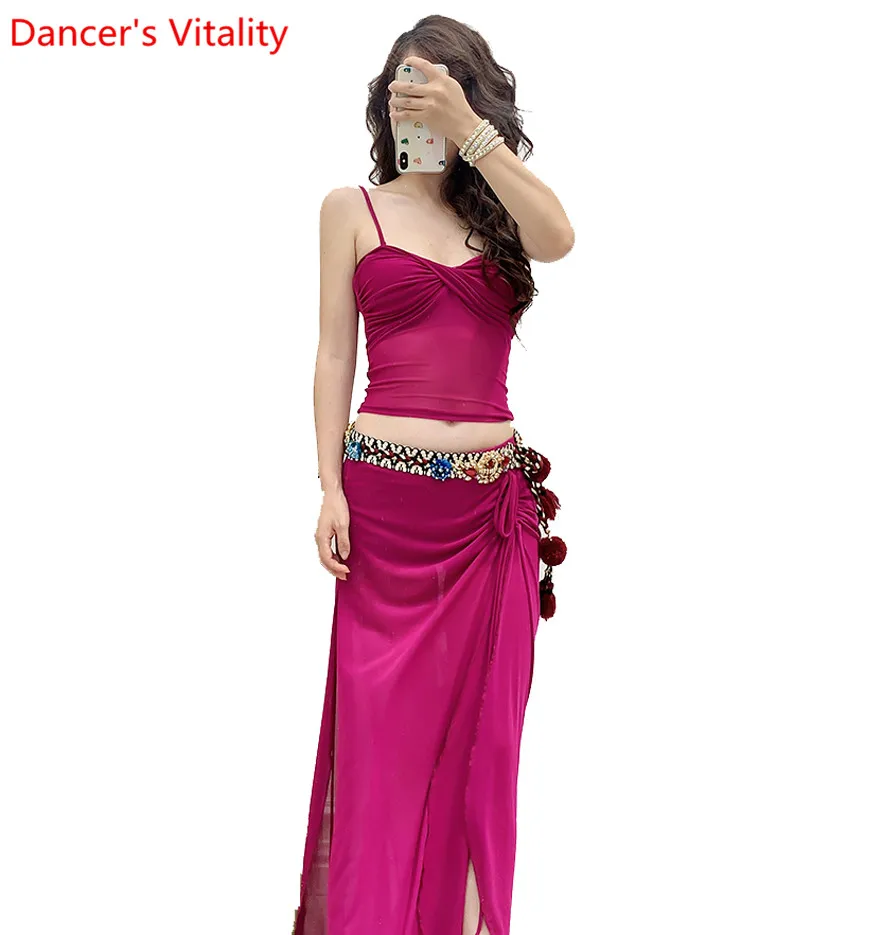 Танцевальная одежда для танца живота Летняя Новинка 2 цвета Топ Длинная юбка