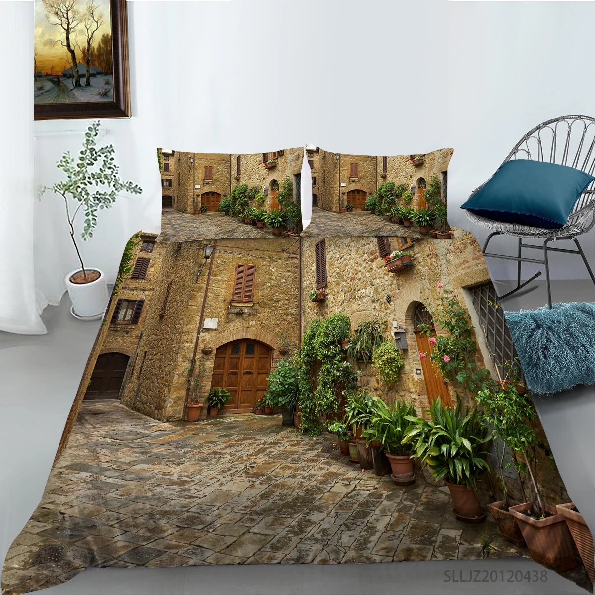 

3D Retro Street Printing Bedding set Duvet cover with pillowcases Single Queen King sizes 2/3pcs Bedroom Decor