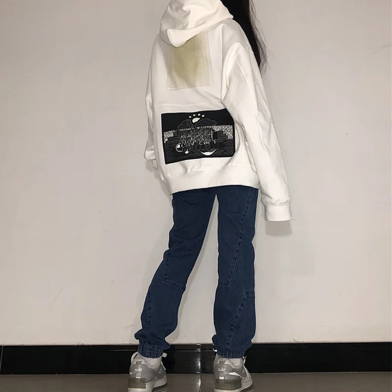 

Couple Harajuku Thick Sweatshirts High Street Women Polo Graphic Hoodie Hip Hop Autumn Winter Oversized Long Sleeve Pullover