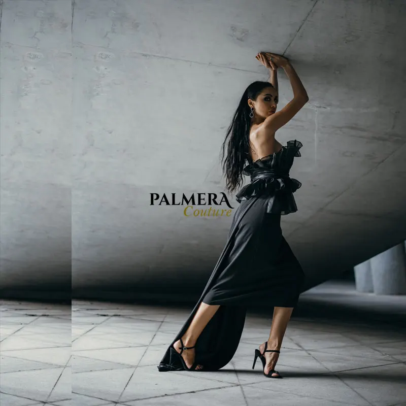 Palmera кутюр с открытыми плечами цветы отрезное платье средней длины Вечеринка