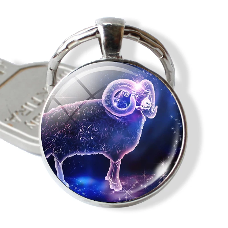 Aries 12 созвездий брелок Созвездие брелоки Знак зодиака брелок кулон ювелирные изделия весы Овен Лев Мода подарок на день рождения - Цвет: Aries