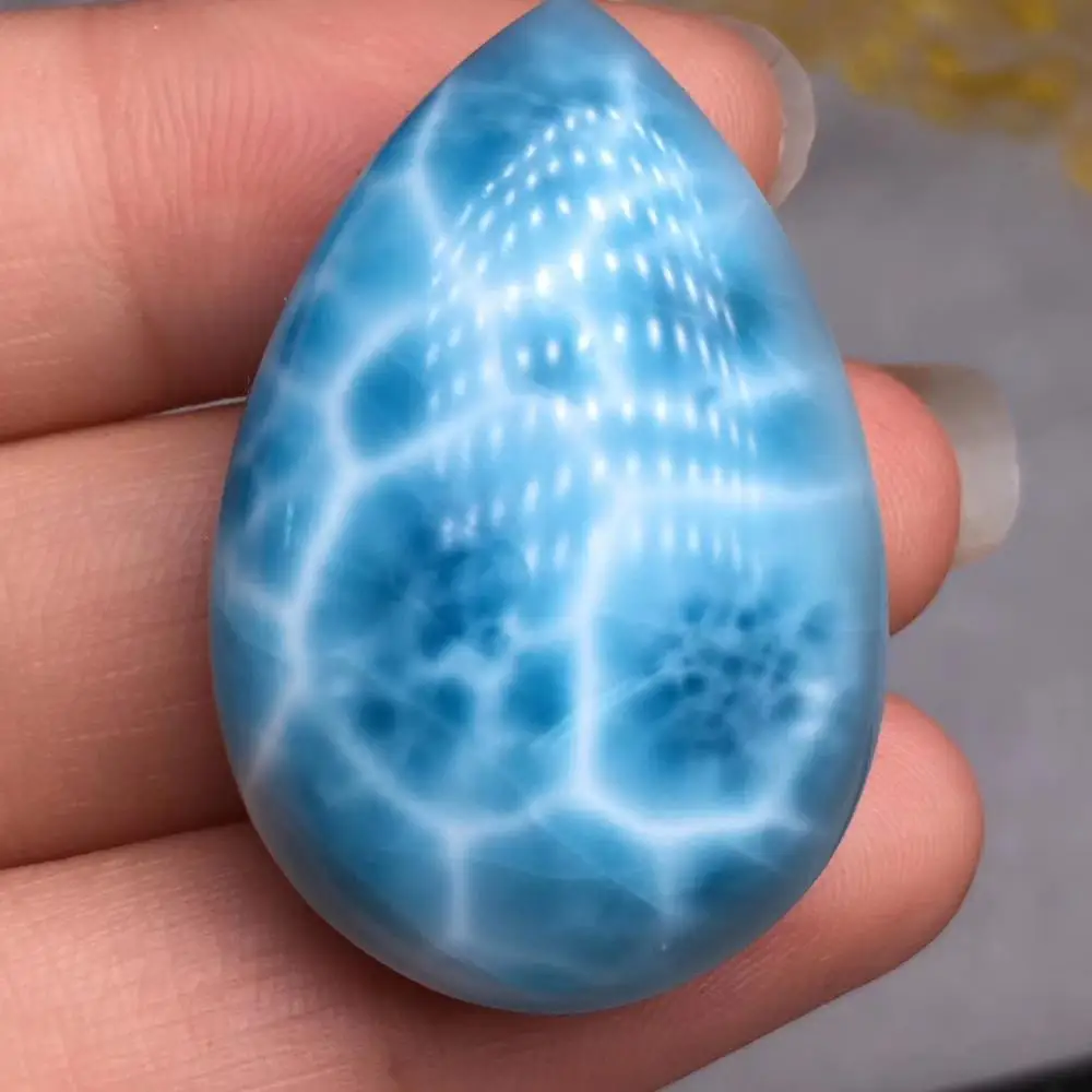 Высокое качество натуральный лед Larimar синий драгоценный камень для женщин и