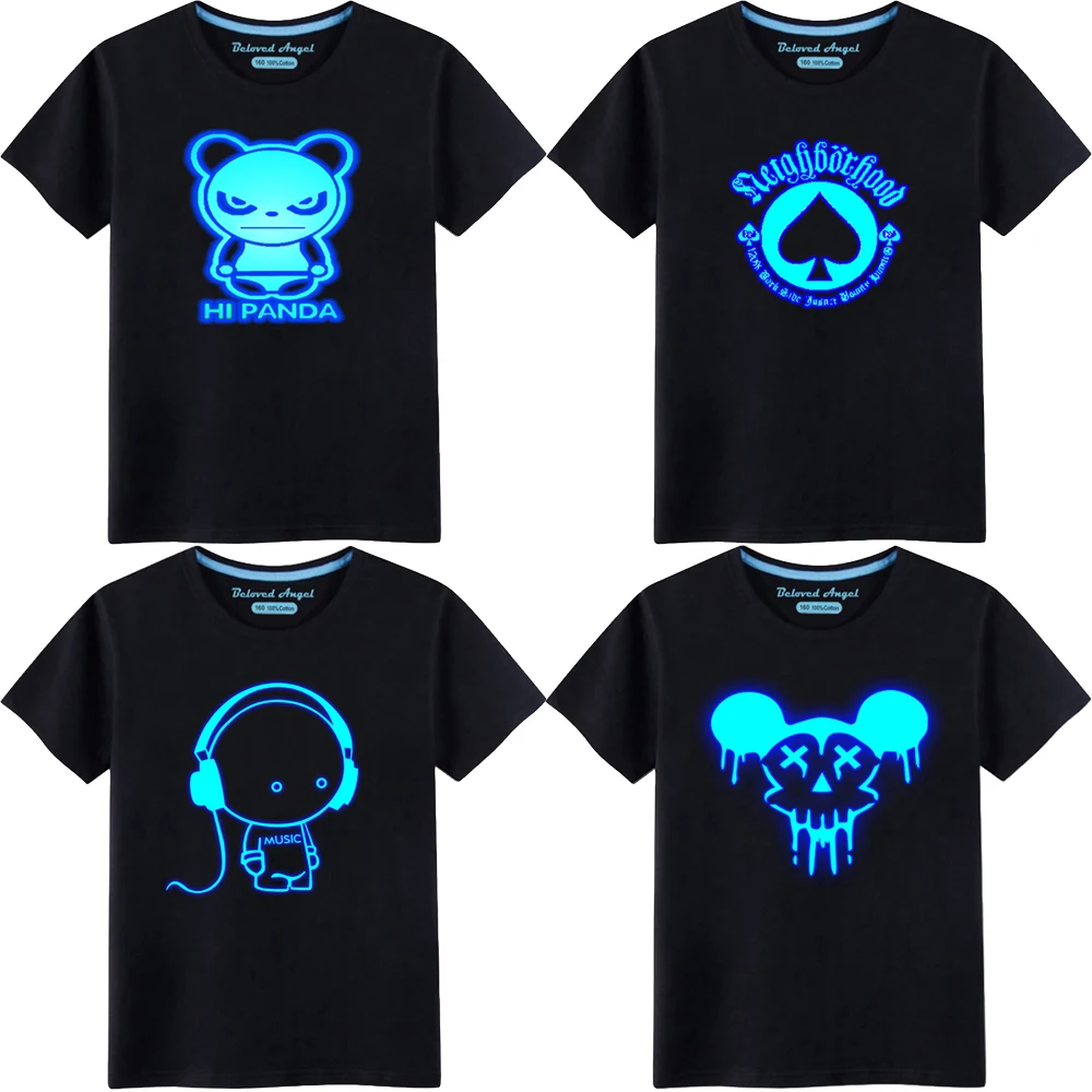

Детская светящаяся футболка с 3D принтом, костюм с коротким рукавом, классные Забавные милые футболки, повседневные топы в стиле Харадзюку для мальчиков и девочек, футболка