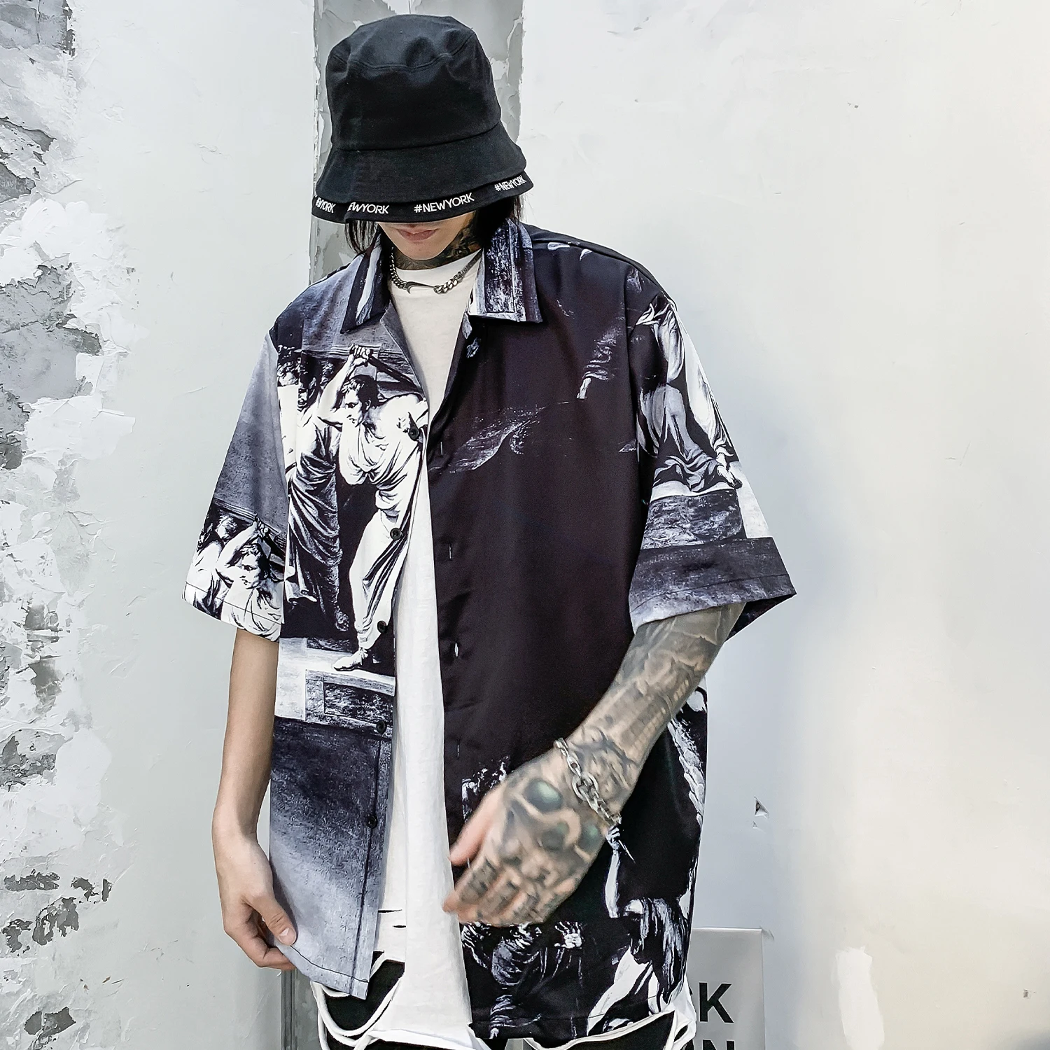 LACIBLE древняя живопись для мальчиков футболка с принтом мужчин Harajuku модные