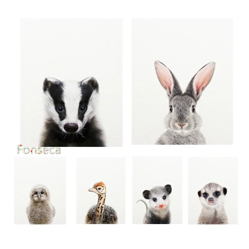 Детские постеры с животными и принтами изображением кролика Жираф Картина слона