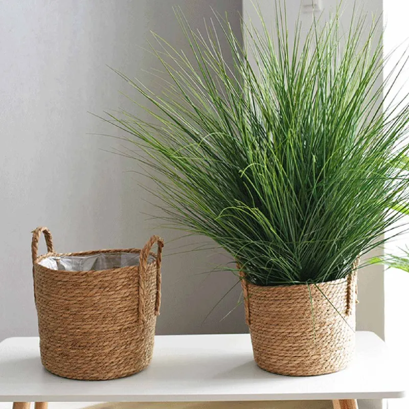 

Handmade Flower Basket Straw Storage Basket Rattan Floor Indoor Flower Pot Crafts Decoration Home Living Room Decoration