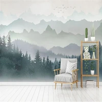 custom 3d wallpaper murals modern minimalist watercolor geometric mountain peak forest tv background wall painting living room