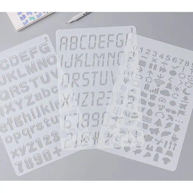 

W3JD 20pcs/set Letter Alphabet Number Stencil DIY Drawing Template Painting Scrapbook