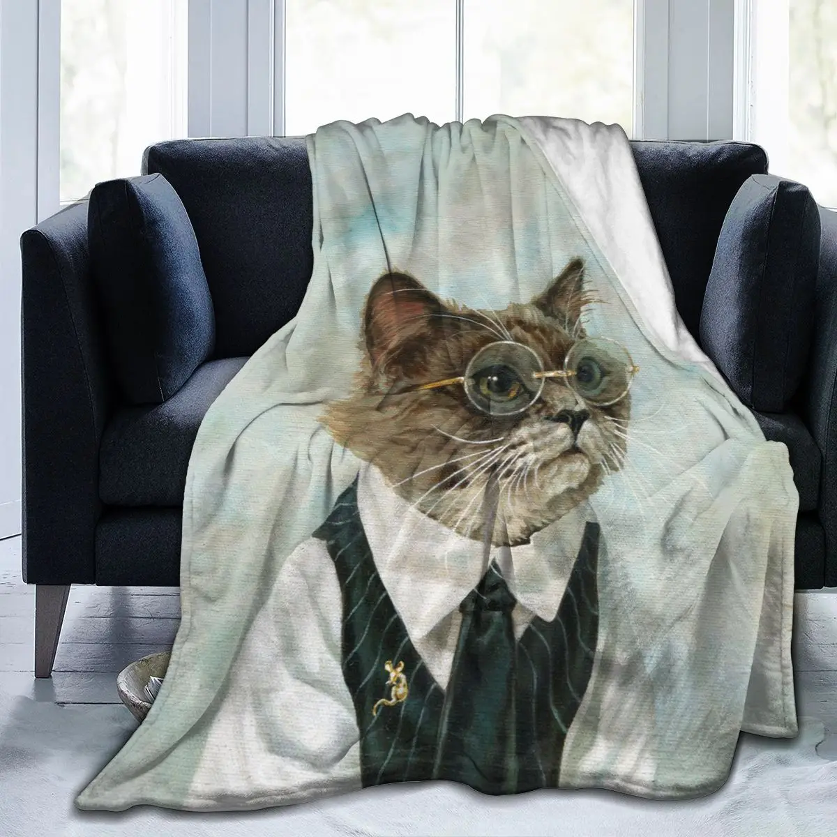 

Одеяло с 3D рисунком животного, кошки, покрывало, одеяло, ретро постельное белье, квадратное шерстяное мягкое одеяло для пикника