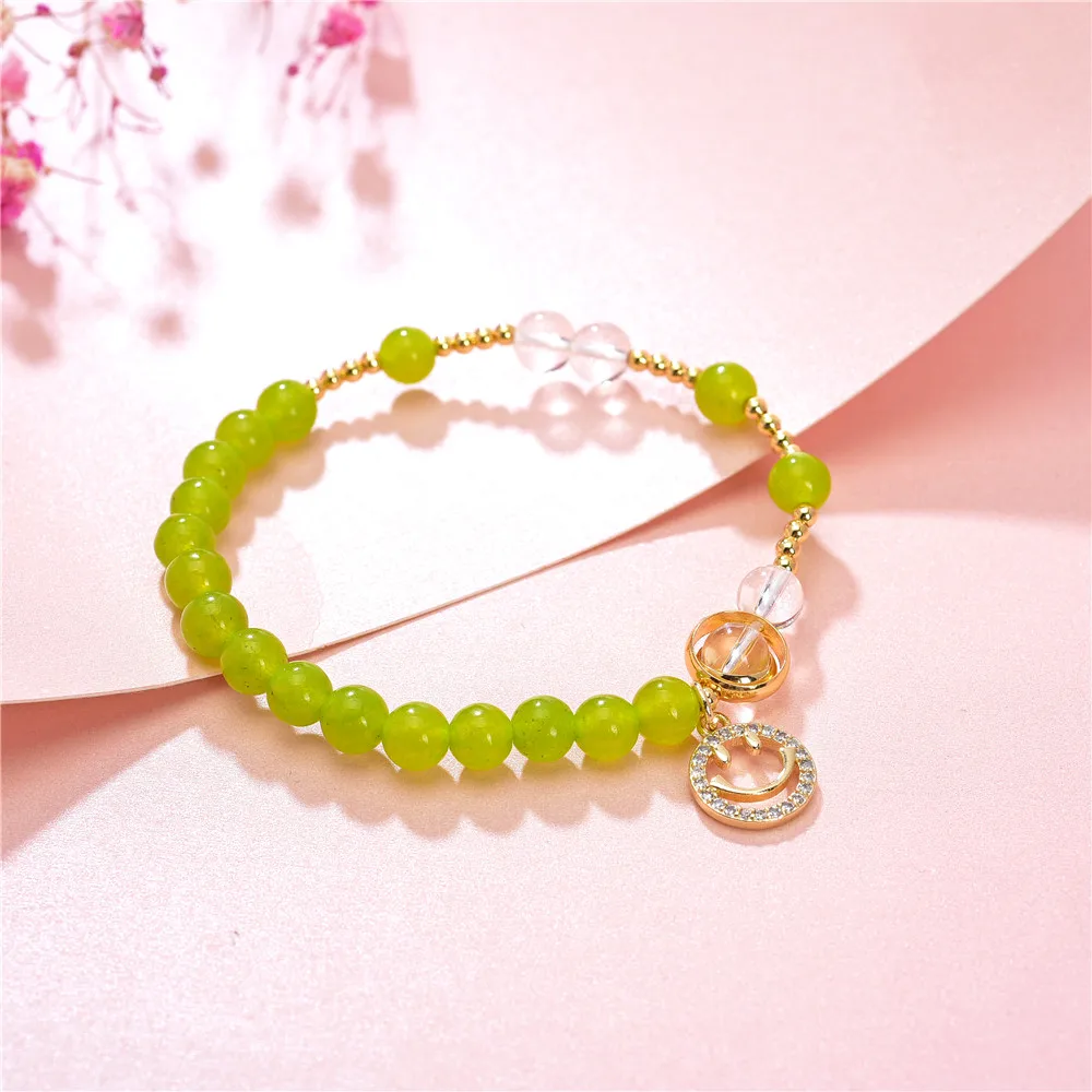 В богемном стиле из натурального камня оливковый нефрит бисера браслет круглые