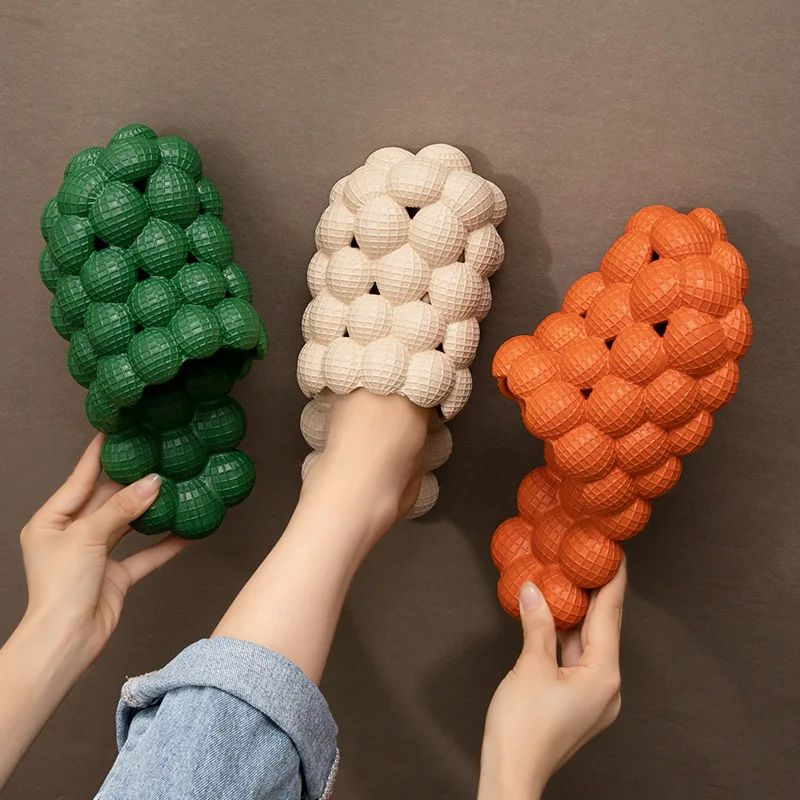 Сандалии женские Пузырьковые, модные тапки для дома, массажные шлепанцы