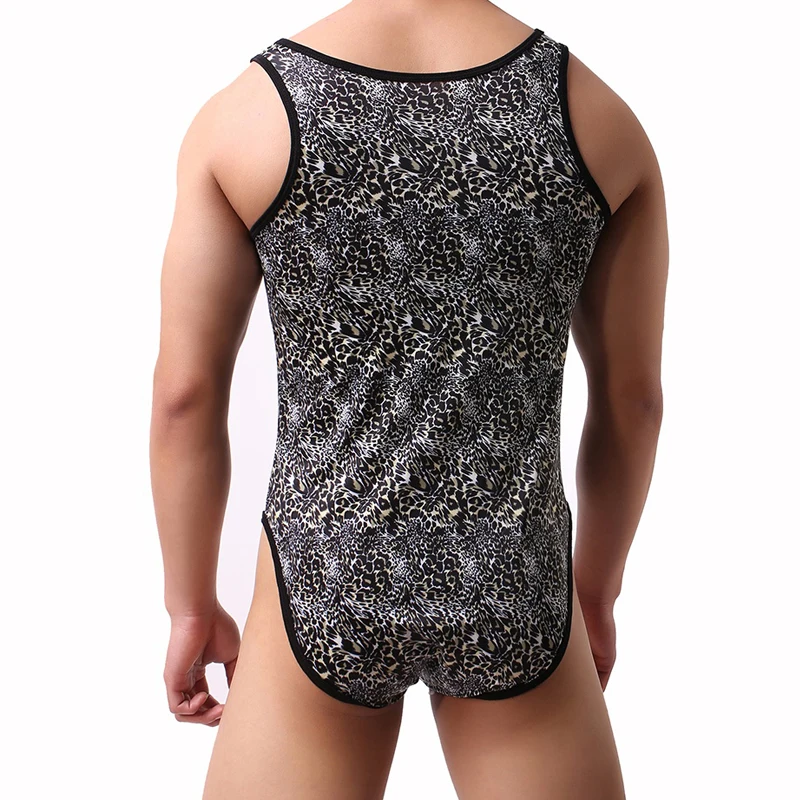 Мужские сексуальные боди с леопардовым принтом для реслинга синлет фетиш геев