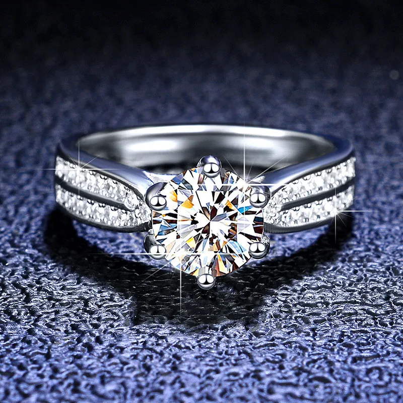 

Silver 1-3 Carat Excellent Cut Round Diamond Test Passed D Color High Quality Shiny Moissanite Ring Silver 925 Party Jewelry