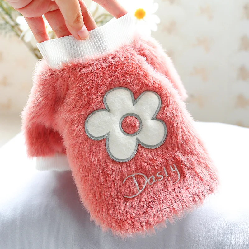 Теплая зимняя одежда для маленьких собак кошек толстая меховая футболка с