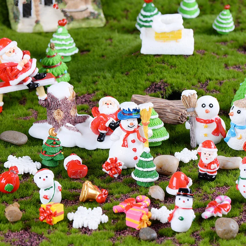 Мини Рождественская елка Санта Клаус Снеговики Террариум аксессуары Подарочная