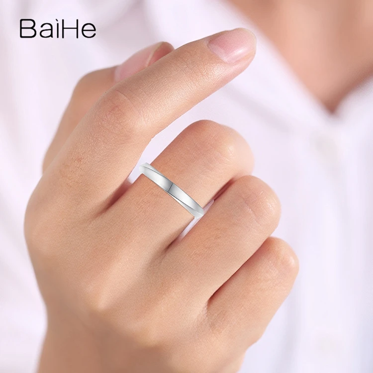 Обручальное кольцо BAIHE из 18-каратного белого золота с натуральными бриллиантами