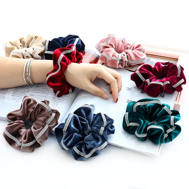 Новые модные эластичные резинки для волос девочек фланелевые алмазные складные